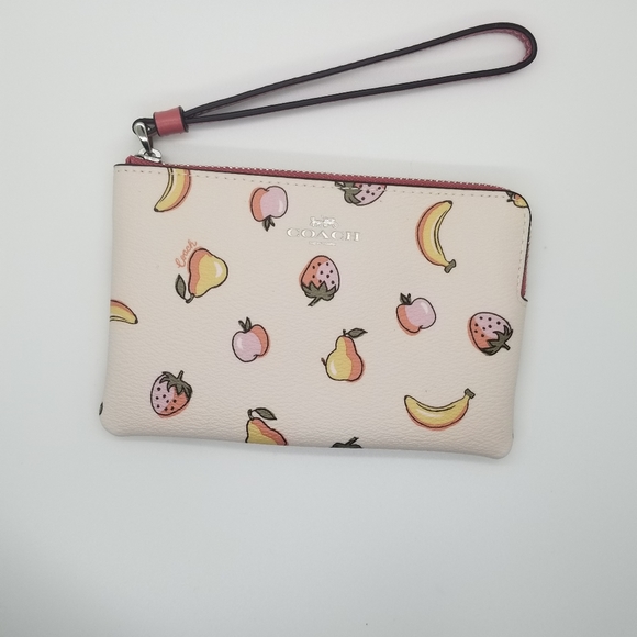 Coach Handbags - COACH Corner Zip wristlet with mixed fruit print